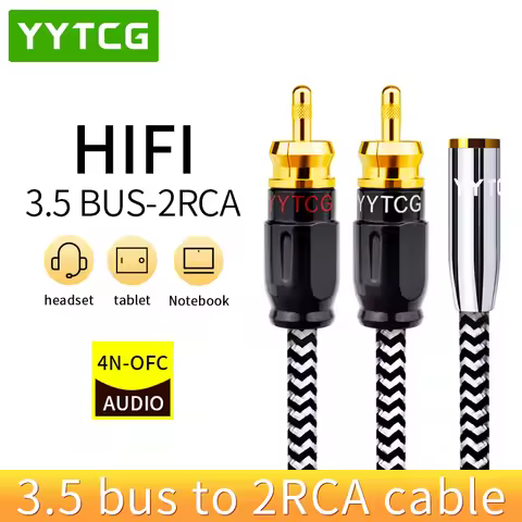 Hifi RCA Cable 2 RCA Male to 3.5mm Female Jack Adapter Audio Aux Cable for iPhone Edifer Home Theate