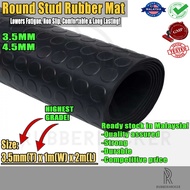 Round Stud Rubber mat 3.5mm x 1m x 2m Rubber Flooring, Airport Mat with 1 meter length PER ORDER