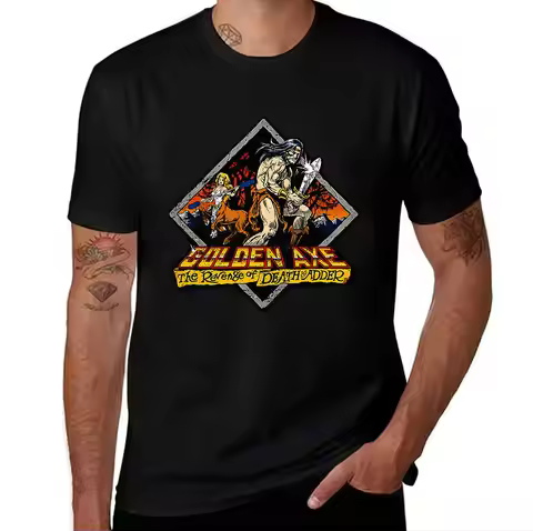 Men's Cotton T-Shirt Golden Axe The Revenge of Death Adder Retro Game Graphic Print Casual Tee