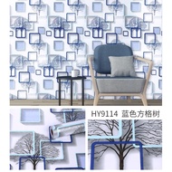 10M ROLL OF 3D BLUE AND WHITE WALLPAPER