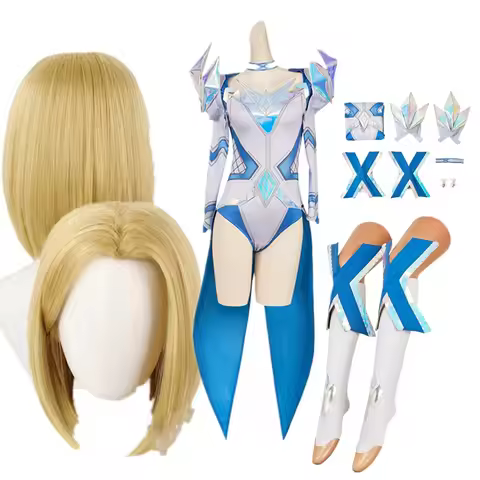 Emma Cosplay Frost Jumpsuit White Fantasia Quee Costume Wig Women Necklace Earrings Socks Outfits Ha
