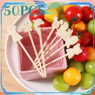 50pcs Bamboo Dessert Skewers Cute Fruit Skewers 12cm Long Cocktail Fruit Skewers Character Fruit Ske