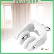 [Flameer] 50 Pieces Curtain Track Gliders Wheel Roller with Hooks Curtain Rail Track