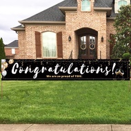 Large Congratulations Decoration Banner, Black Graduation Congrats Banner Sign, Birthday Engagement 