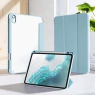 1pc Transparent Acrylic Tri-Fold Tablet Case White Ice Blue Compatible With IPad 10th Gen/ 11th/10.2