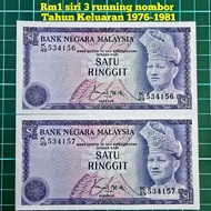 (A45) duit kertas rm1 siri 3 duit kertas lama duit lama duit syiling lama barang lama barang antik m