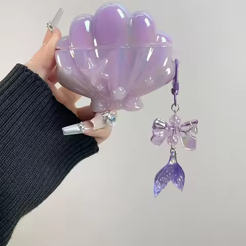 Seashell with Tail Pendant Case for HUAWEI FreeBuds 5i 6i 5 4 Cover for HUAWEI FreeClip Free Buds Pr