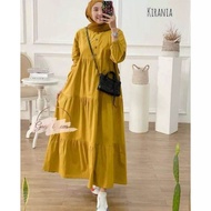 Batik Usman - Kirania Dress / Midi Dress Ruffle / gamis ruffle / Gamis Polos putih Bahan rayon Adem