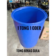 Tong Drum 200L / Tong Drum Plastik / Tong Drum Potong / Tong Air Bersih / Bekas Air 200L / Tong Drum Biru Buka Tudung