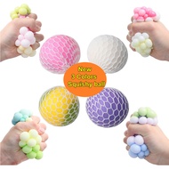3Colors Mesh Squishy Balls Grape Squeeze Balls ,rainbow colorful stress ball