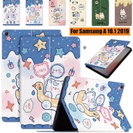 สำหรับ Samsung Galaxy Tab A 10.1 "2019 SM-T510 T515แท็บเล็ตเด็กกระต่ายน่ารักการ์ตูนแมวเด็ก Folio กันกระแทก PU เคสหนังฝาครอบ