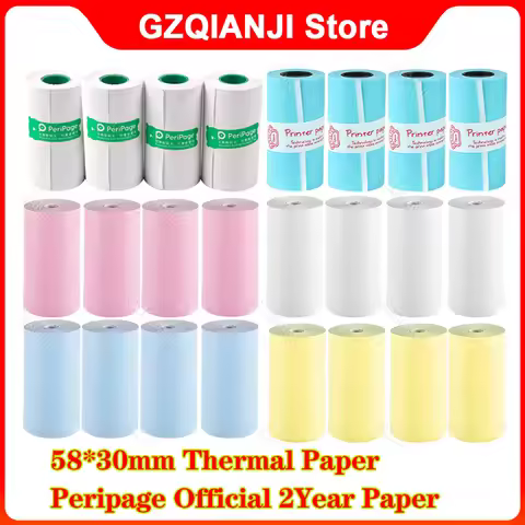 58mm Mini Photo Printer Thermal Paper Rolls 57x30MM White Color Gift DIY Sticker Label Receipt Bill 