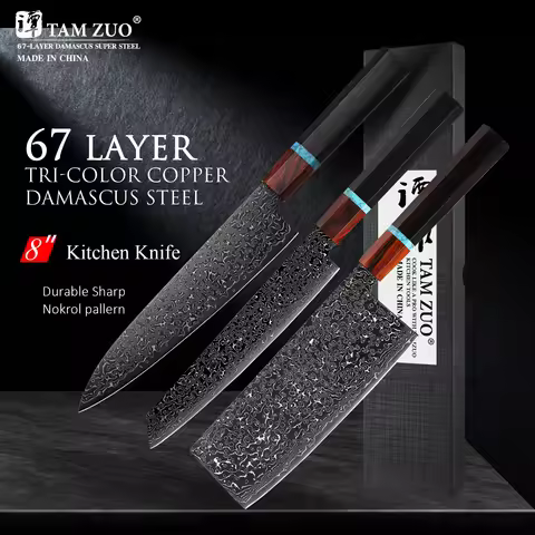 TAMZUO VG10 Damascus Kitchen Knife Chef Knives Damascus Japanese Chef Knife Set Meat Fish Fruit Kitc
