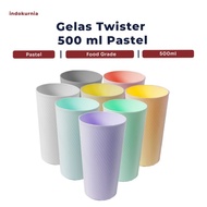 Ih- 500ml Plastic Drinking Glass PASTEL TWISTER MACARON