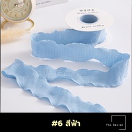 ริบบิ้นผ้าย่น ริบบิ้นสไตล์เกาหลี ริบบิ้นผูกช่อดอกไม้ หน้ากว้าง 4CM ยาว 10 หลา (พร้อมส่ง)