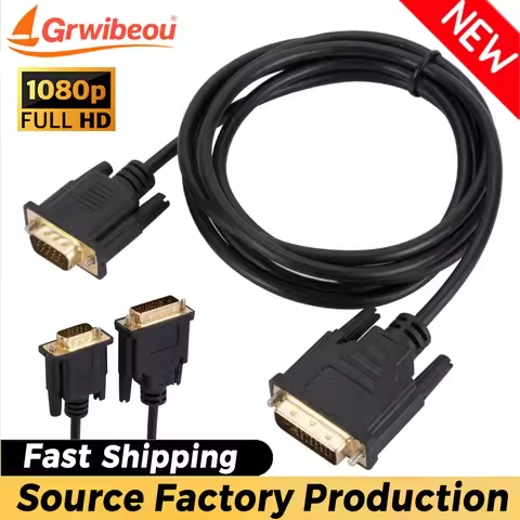 24+1 DVI Male To VGA Male Adapter Cable DVI To VGA Adapter Support 1080P 24+5 DVI To VGA Cable for P