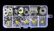 360Pcs Stainless steel Flat Washers Sealing Ring Washers Assortment Set 8 Sizes in a storage Box