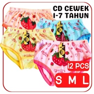 Dozens of 12 PCS Girls' Underwear with LABUBU STRAWBERRY, ETC. Images for ages 1-7 years GRIYO DALEM