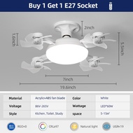 E27 Socket Ceiling Fan With Light 50W/60W LED Lighting Small Ceiling Fan Household Bedroom Electric