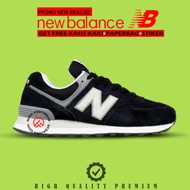 Sepatu Sneakers Pria Wanita New Balance 574 Black WHite High Quality Inport Premium Full Tag made in