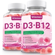 D3 B12 D3 10000 IU & Methylated B12 500mcg untuk Dewasa D3 B12 dengan Ashwagandha Magnesium K2 untuk