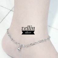 Nori Hollow Silver 925 Chain Anklet with White Gold Plating - 925 Silver Women's Anklet Jewelry