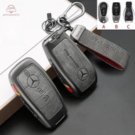 Metal and Leather Car key Case For Mercedes Benz Benz C-Class E-Class S-Class W205 C63 E63 E200L E30