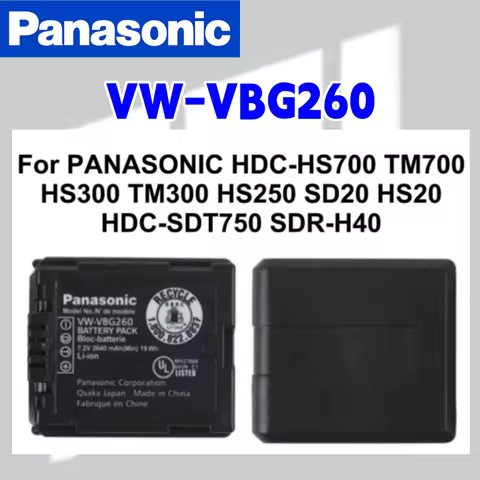VW-VBG260 Original Battery Panasonic SDR H20 H28 H258 SD1 HS700 TM700 HS300 TM300 HS250 SD20 HS20 SD