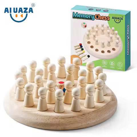 AIUAZA 1 set of wooden memory chess games, logic games, and brain teaser games, parent-child interac