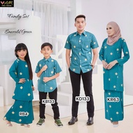 BAJU RAYA BATIK SEDONDON FAMILY SET MURAH BABY PLUS SIZE 4XL  TERQOISE KURUNG LABUH KEBAYA KURUNG MO