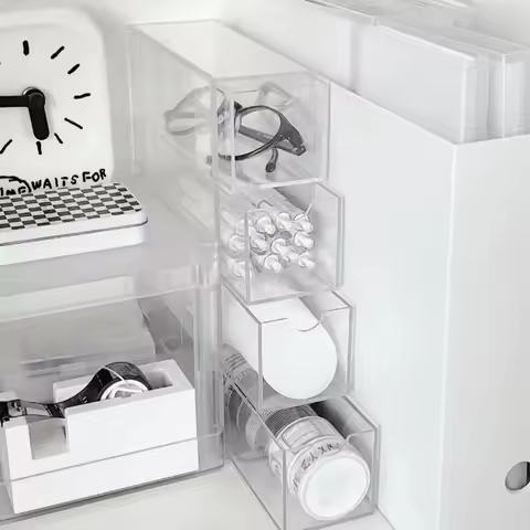 Space Saving Eyeglass Storage Organizer Stackable Design Transparent Sunglasses Display Holder 4 Dra