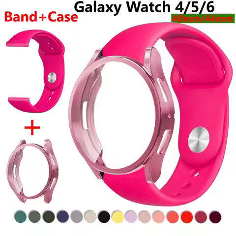 Watch Case+Strap for Samsung Galaxy Watch 6/5/4/7 44mm 40mm Replacement Silicone Wristband Bracelet 