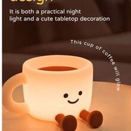 Cute Coffee Cup Night Light - 3 Brightness Levels Lamp With Touch Control 7 Colors, Silicone Lamp Wi
