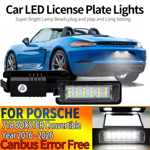 2Pc Canbus No Error Car LED Number License Plate Lights Assembly For PORSCHE, 718 BOXSTER Convertibl