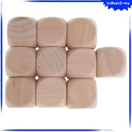[lzdhuiz3] 10PCS Wooden Blank Dice D6 30mm for Kids & Children DIY Decorating Game Toy