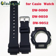 Qinband Watch Band for Casio G-SHOCK DW9052 Watch Band Case Bezel for DW9000  DW9050 DW9052 Resin Bracelet Case Black Red Word Case