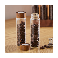 wsustore--12PCS Coffee Bean Storage Tubes Coffee Bean Cellar Wooden Display Stand and Funnel Espress
