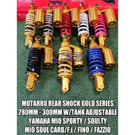 MUTARRU REAR SHOCK GOLD SERIES 280MM-300MM ADJUSTABLE YAMAHA MIO SPORTY/SOULTY / MIO SOUL CARB/F.i /