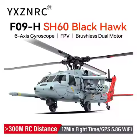 YXZNRC F09-H RC Helicopter 1:47 SH60 2.4G 6-Axis Gyroscope 8CH GPS Optical Flow Positioning 5.8G FPV