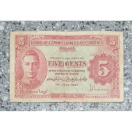 5 Cents George King Straits Settlements