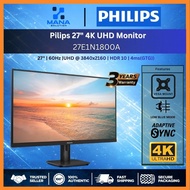 PHILIPS 27’’ 4K Monitor 27E1N1800A - UHD | HDR 10 | 60Hz | 4ms(GtG) | Eye Care | Adaptive-Sync | 3 Y