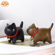 Carved Ebony Lucky Cat - TRUTH AND BEAUTY