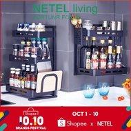 ❈❍[NETEL &amp;Ready stock]  Rack Kitchen Organizer 304 Stainless Steel Standing Spice Rack, 3 Layer Jars