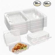 50pcs/100pcs Portable Transparent Plastic Food Containers With Lids, 7.2"X4.7"X3" Size, Suitable For