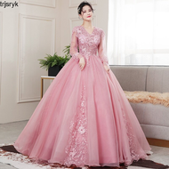 trjsryk Pink Cameo Embroidery Muslimah Ball Gown MAXI Dress Tutup Aurat Dinner Evening Dress Wedding