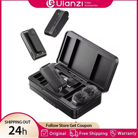 Ulanzi A100 Wireless Lavalier Microphone Professional 20M Audio Video Voice Recording Mic for iPhone