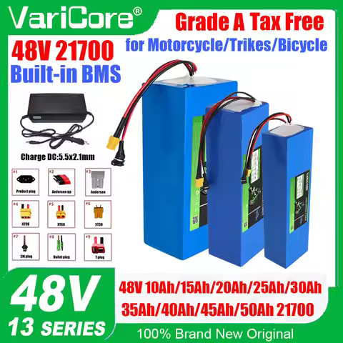 48V/54.6V 10Ah 15Ah 20Ah 25Ah 30Ah 35Ah 40Ah 45Ah 50Ah 21700 Lithium Battery Pack 13s Built in BMS F