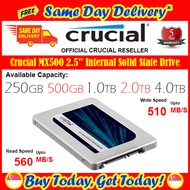 [Same Day Delivery Available*] Crucial MX500 4TB/ 2TB /1TB/ 500GB/ 250GB SATA 2.5 Inch Internal Solid State Drive 5-Years Local Warranty (*Order before 2pm on Working Day, will Deliver on Same Day, Order After 2pm, will Deliver Next Working Day.)