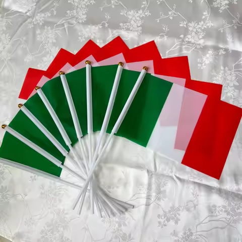 Italy flag home decoration banner 14x21cm Italy flag waving flag with 30cm plastic pole European foo