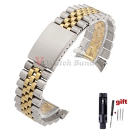 19mm 20mm 21mm Curved End Stainless Steel Watch Bands for Rolex DATEJUST for Jubilee Solid Strap Bra